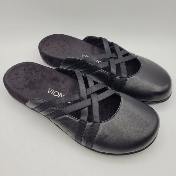 Vionic Claire Mules Womens Size 9 EU 41 Crisscross Comfort Ergonomic Footbed EUC - Picture 1 of 11